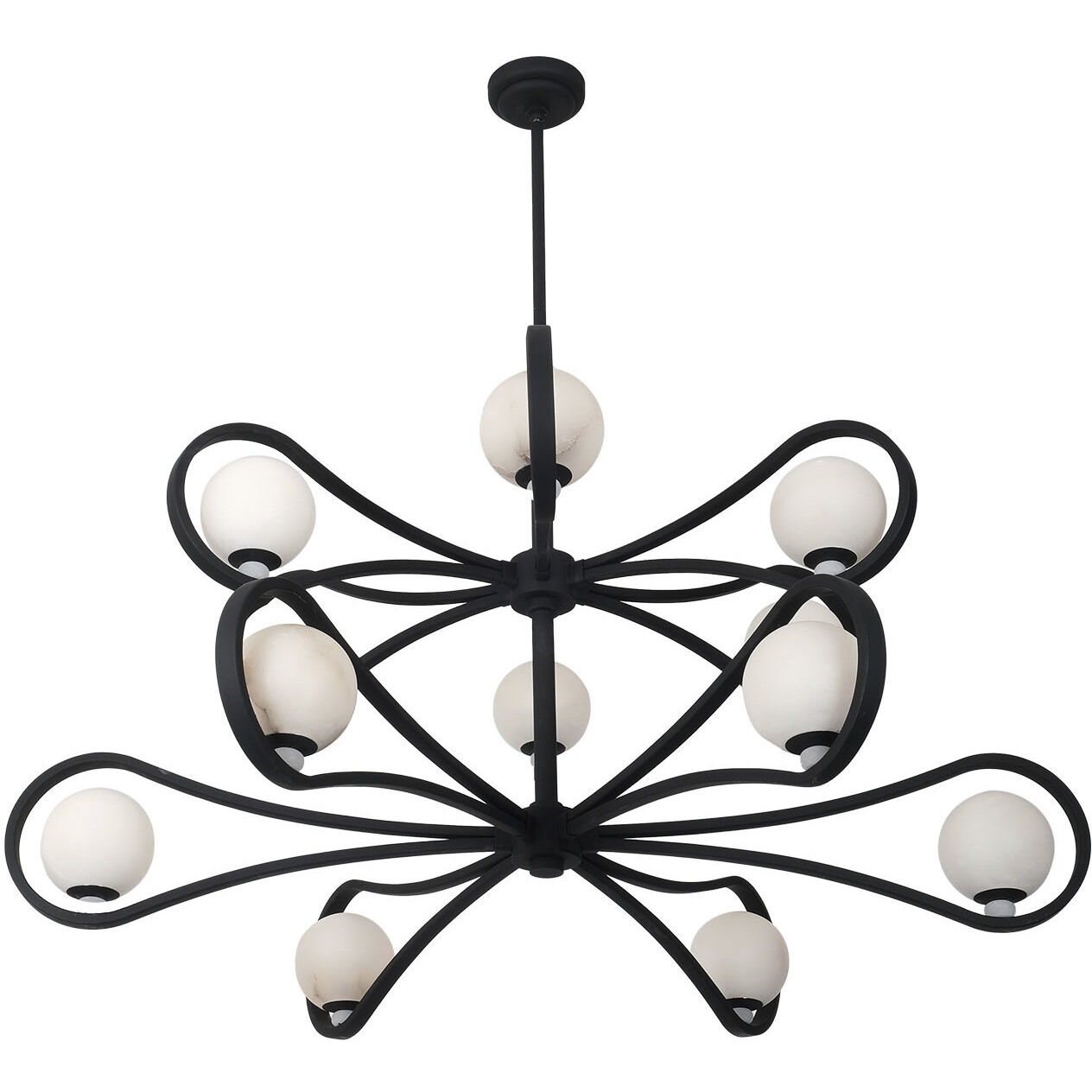 Elliptical 12 Light 48 inch Matte Black Pendant Ceiling Light