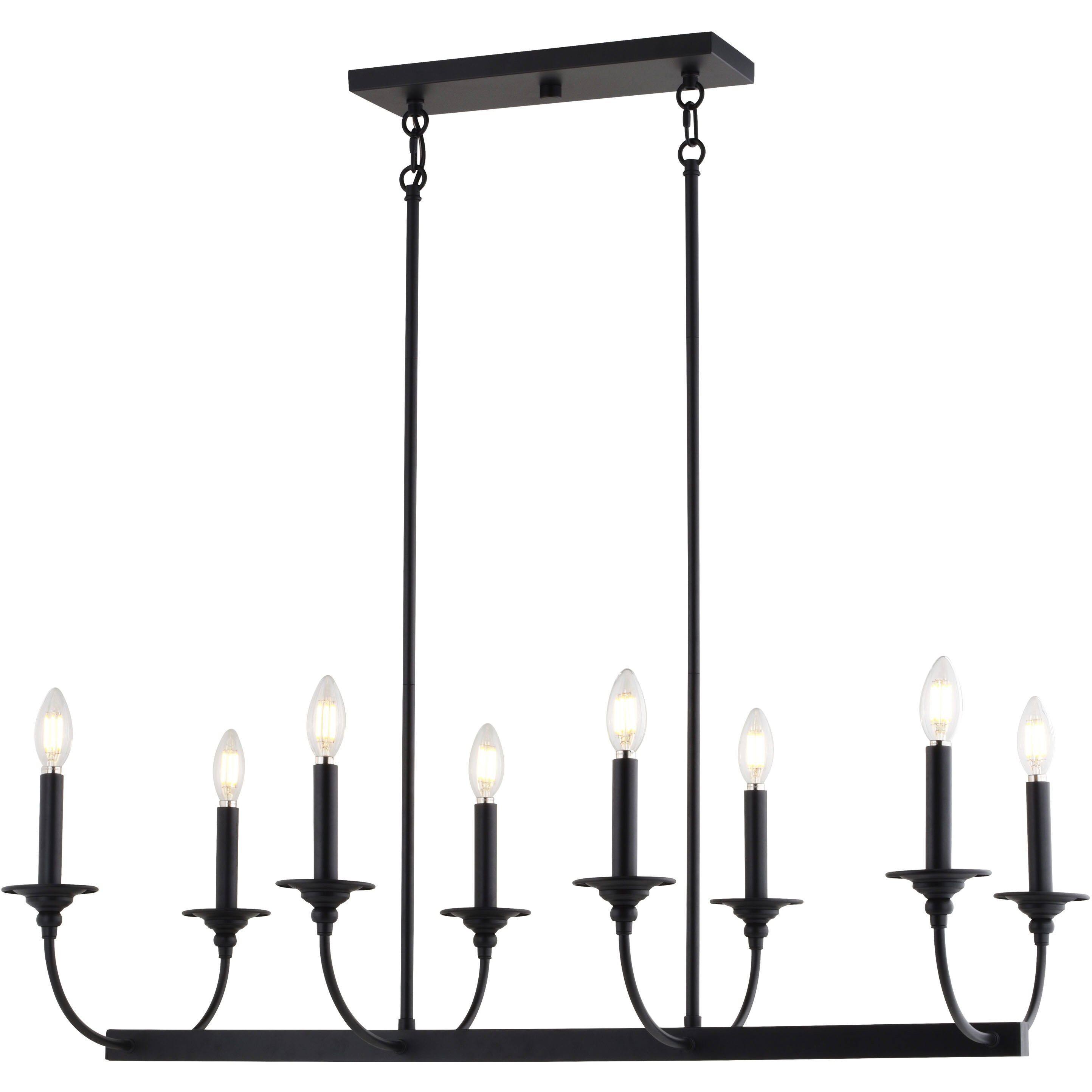 Durham 8 Light 36 inch Matte Black Linear Chandelier Ceiling Light