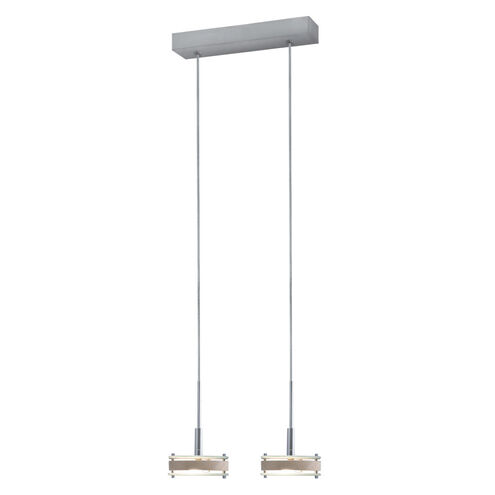 Discus 2 Light Satin Nickel Pendant Ceiling Light in Birch