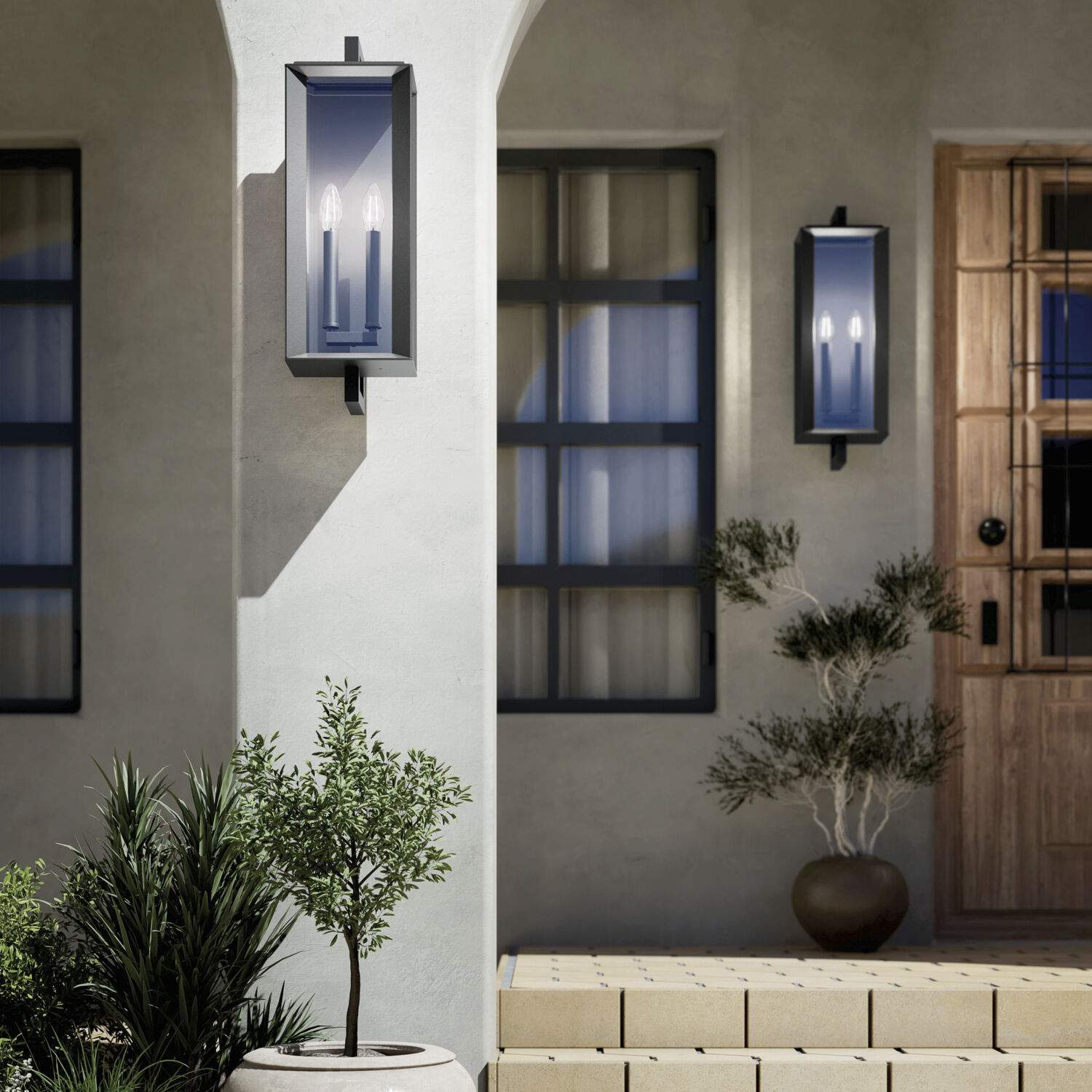 Kroft 2 Light 28 inch Black Textured Outdoor Wall, X-Large