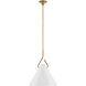 Amber Lewis Laken LED 18.5 inch Hand-Rubbed Antique Brass and Natural Rattan Pendant Ceiling Light