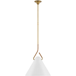 Amber Lewis Laken LED 18.5 inch Hand-Rubbed Antique Brass and Natural Rattan Pendant Ceiling Light