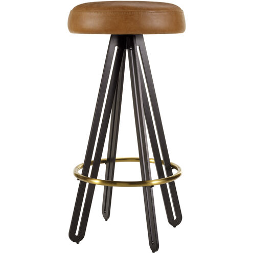 Oberon 27.5 inch Upholstery: Brown; Base: Black/Metallic - Brass Bar Stool