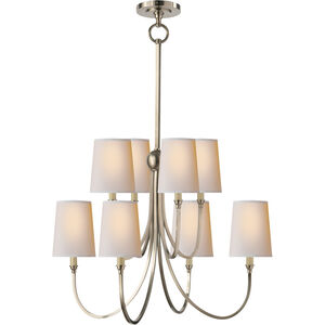 Thomas O'Brien Reed 8 Light 26.5 inch Antique Nickel Chandelier Ceiling Light in Natural Paper, Large