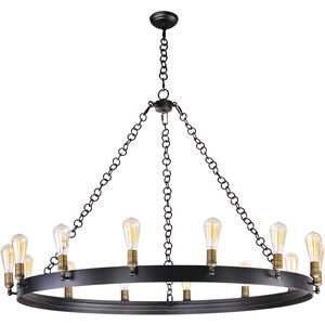 Noble LED 50 inch Black with Natural Aged Brass Chandelier Ceiling Light