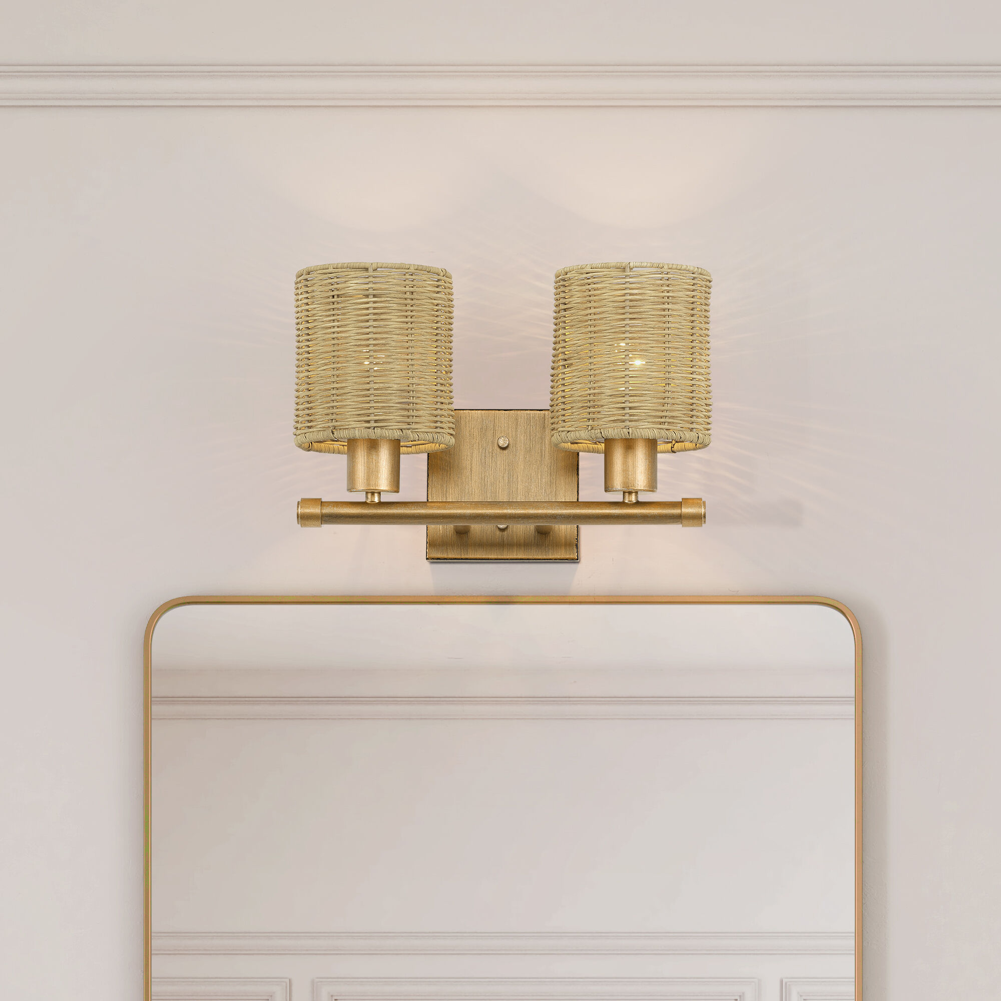 Weavington 2 Light 14 inch Antique Gold Leaf Vanity Wall Sconce Wall Light