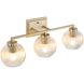 Elliott 3 Light 24.5 inch Brushed Champagne Bronze Vanity Light Wall Light in Ribbed Clear