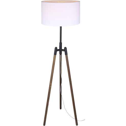Sull 57 inch 150.00 watt Black and Wood Floor Lamp Portable Light