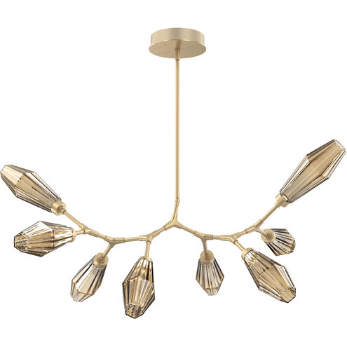 Aalto LED 47 inch Gilded Brass Linear Pendant Ceiling Light in Optic Rib Bronze, 2700K LED, Modern Branch