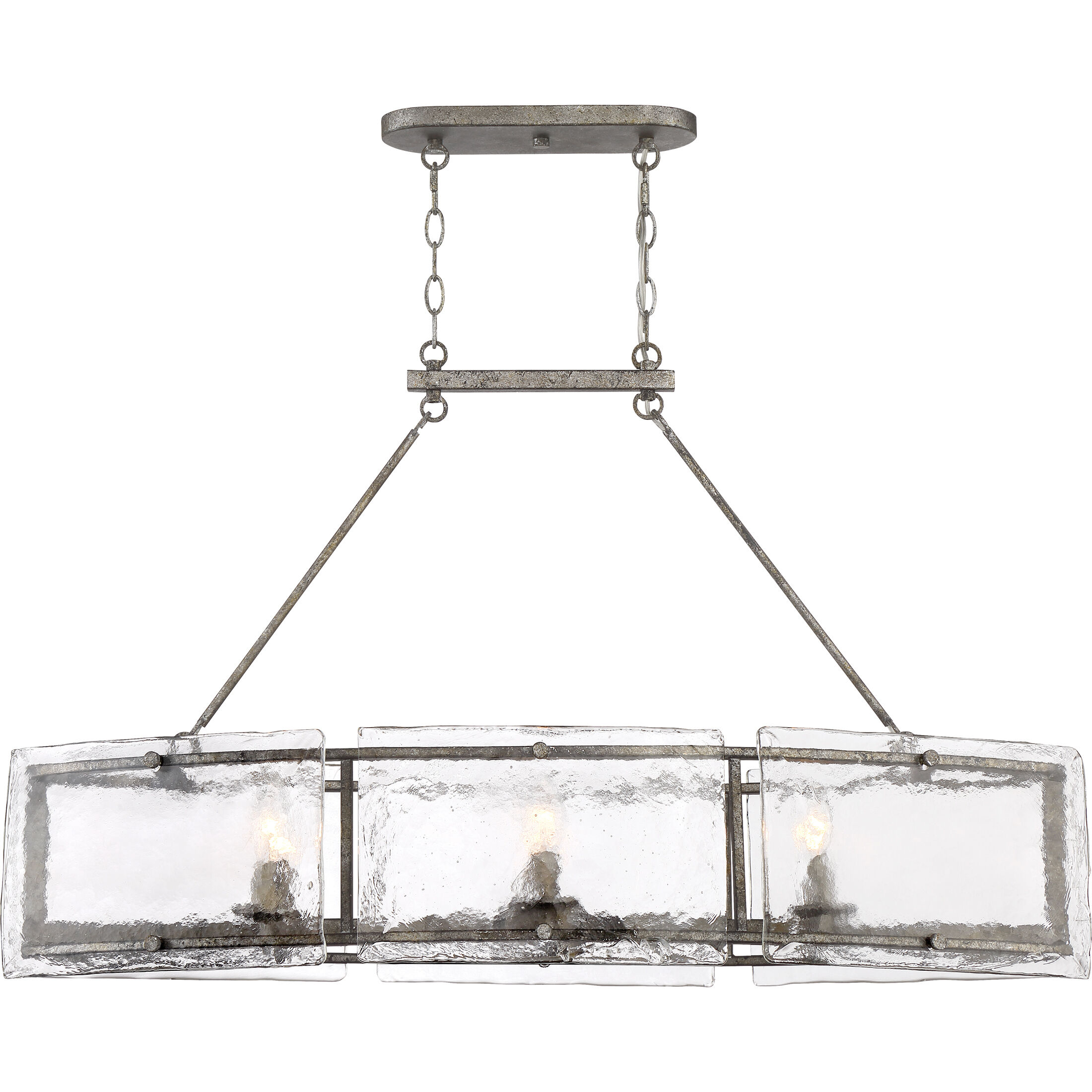 Fortress 6 Light 39 inch Mottled Silver Island Chandelier Ceiling Light