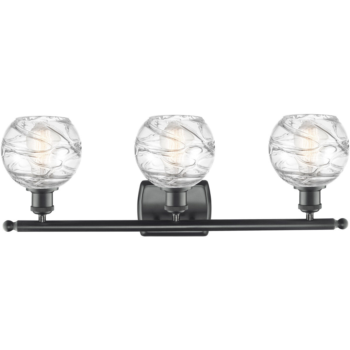 Ballston Small Deco Swirl 3 Light 26 inch Matte Black Bath Vanity Light Wall Light, Ballston