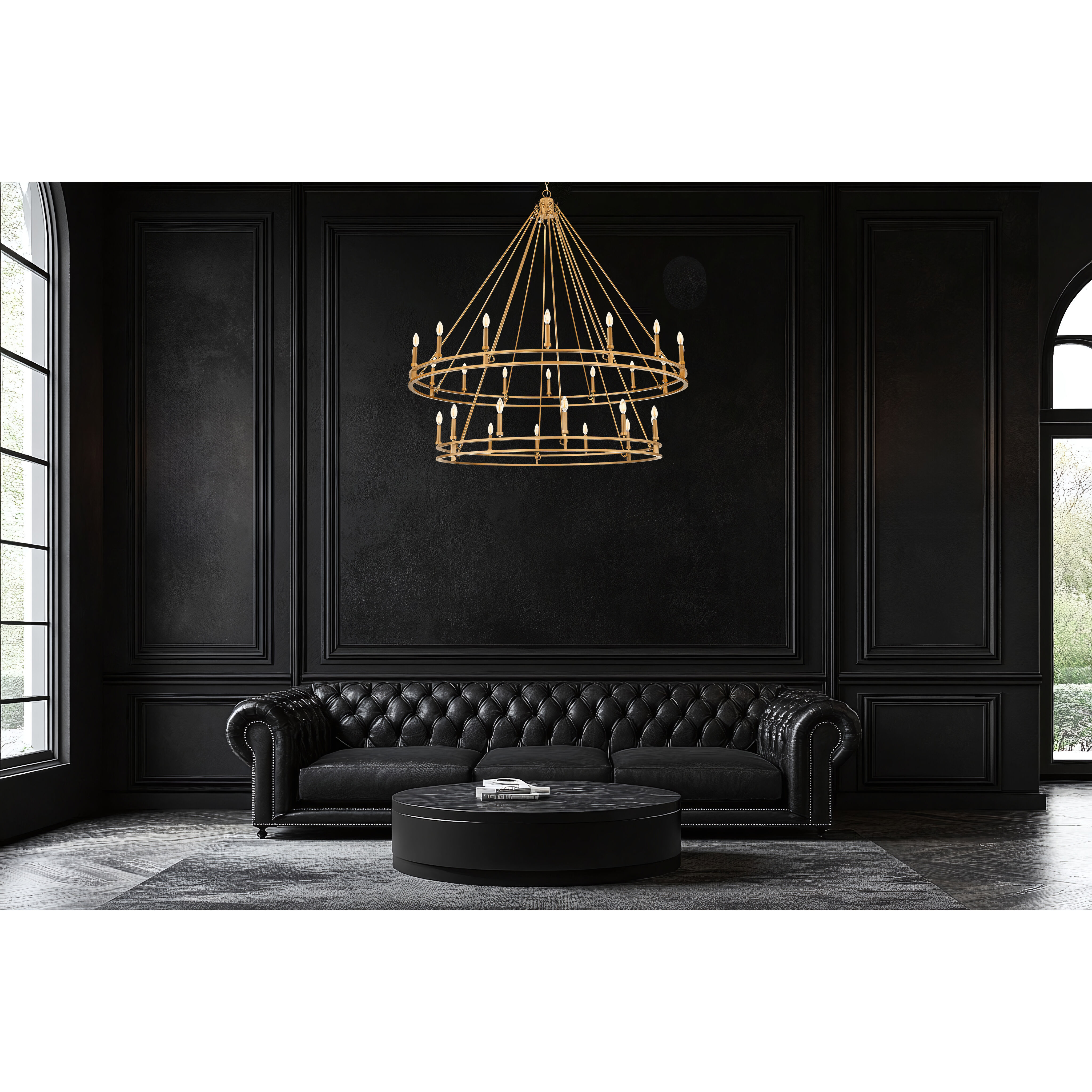 Dennison 28 Light 60 inch Signature Brass Chandelier Ceiling Light