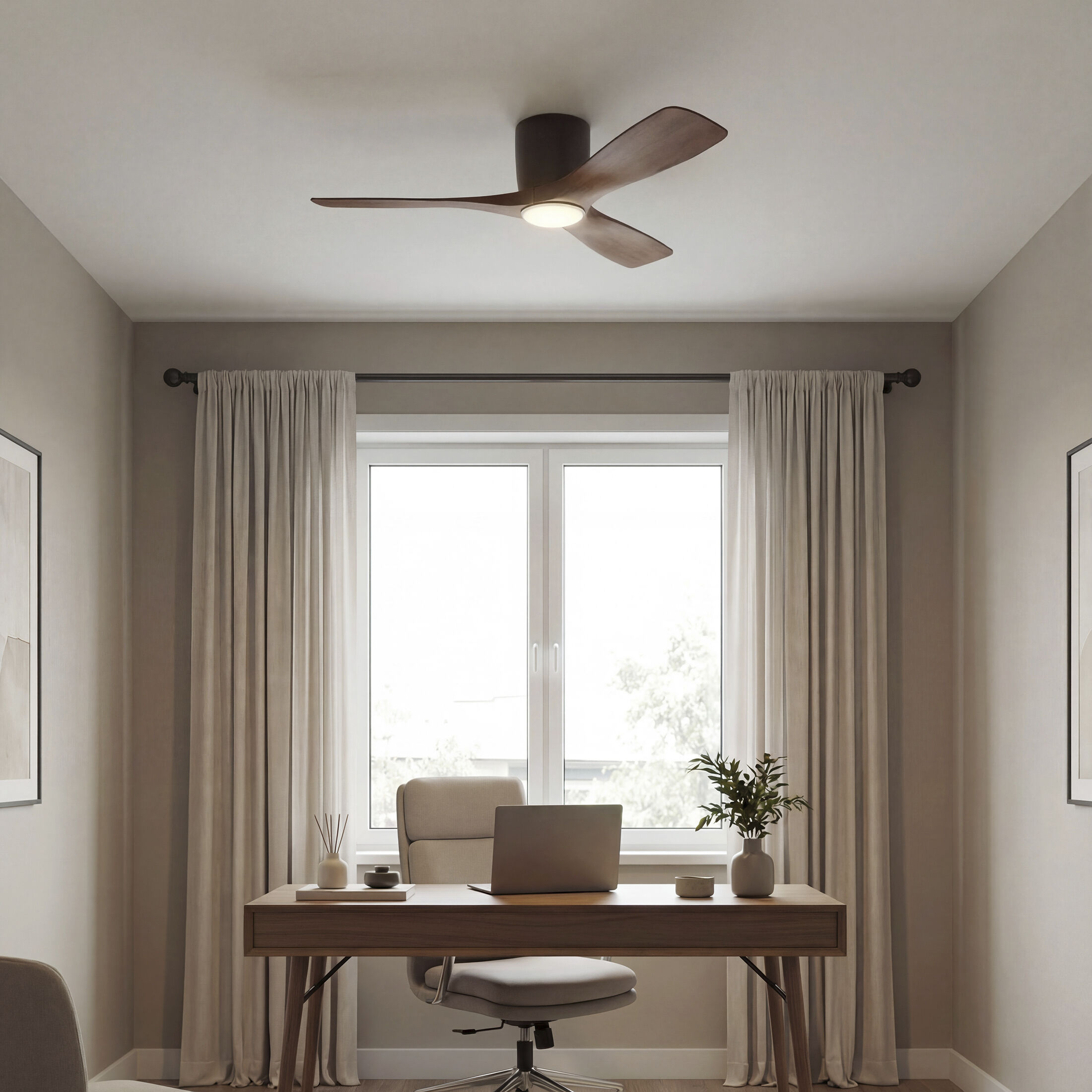 Volos 48 inch Satin Natural Bronze with Walnut Blades Ceiling Fan