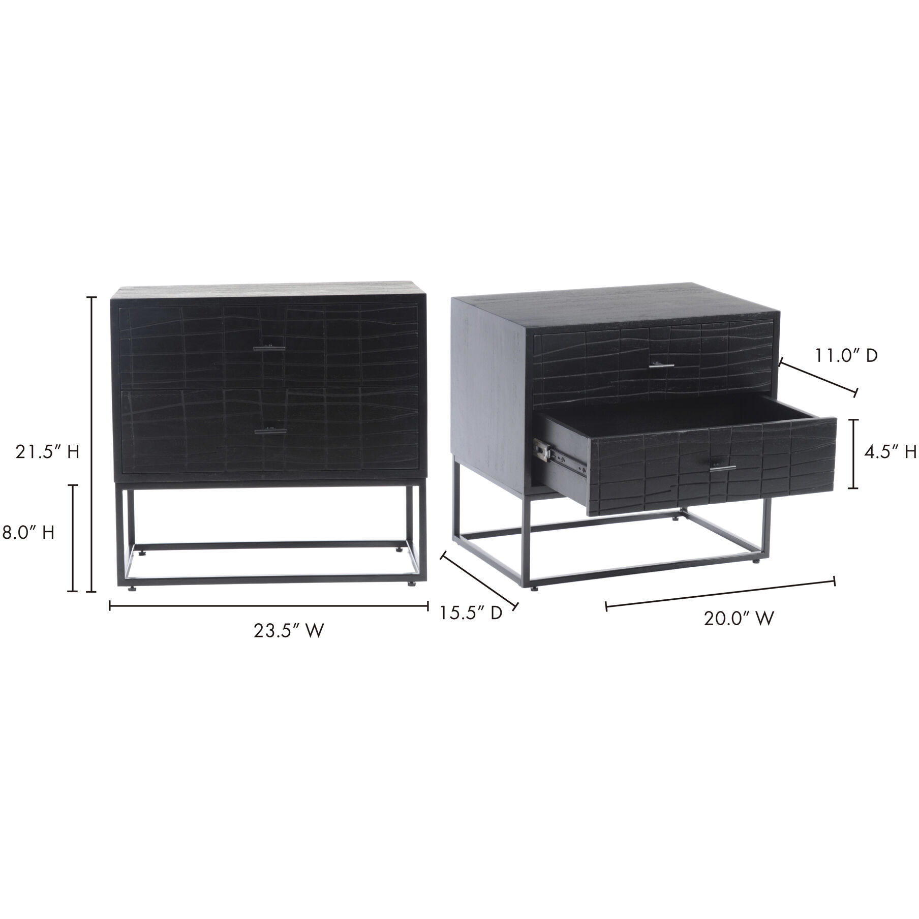 Atelier 24 X 22 inch Black Nightstand