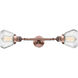 Franklin Restoration Fulton 2 Light 7 inch Antique Copper Bath Vanity Light Wall Light in Clear Glass, Franklin Restoration