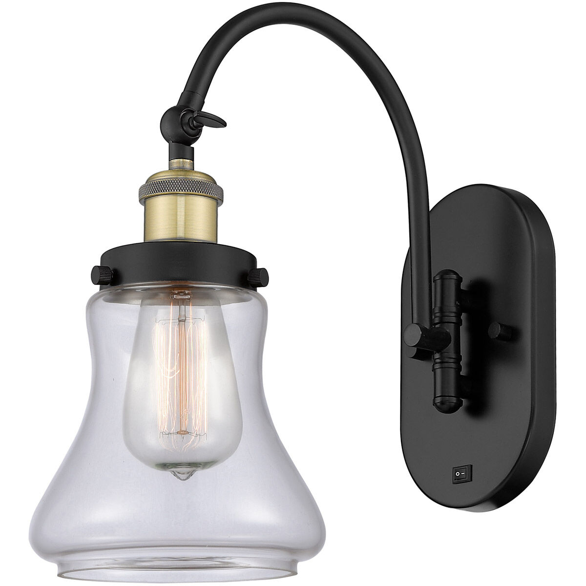 Franklin Restoration Bellmont 1 Light 7 inch Black Antique Brass Sconce Wall Light