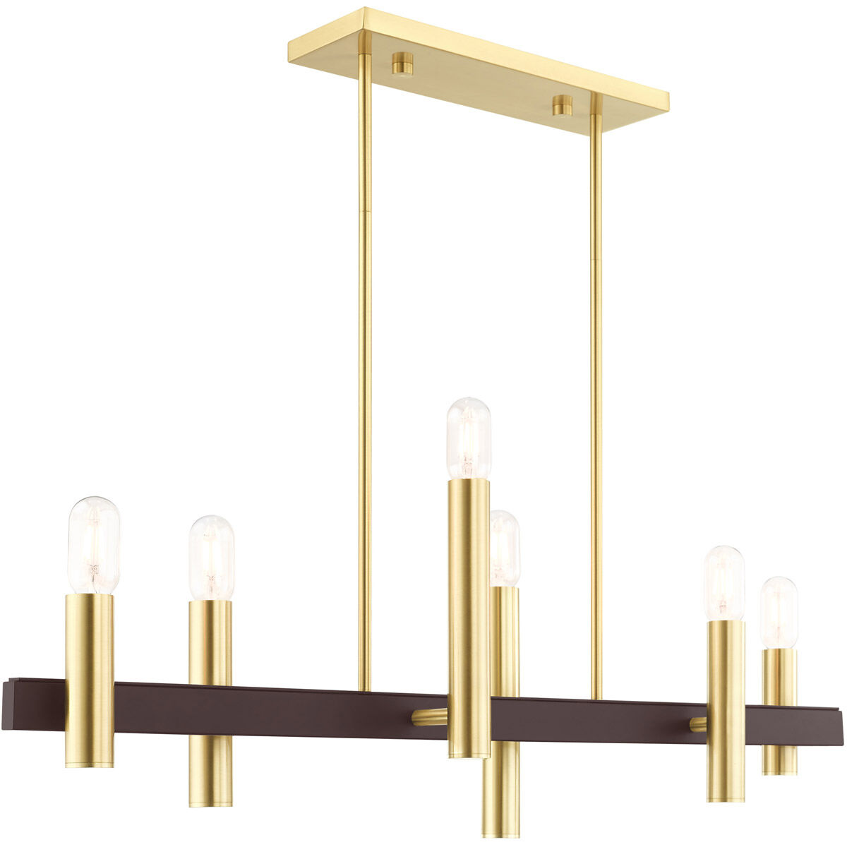 Helsinki 6 Light 8.25 inch Satin Brass with Bronze Accents Chandelier Ceiling Light