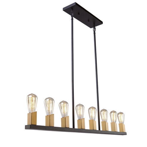 Skyline 8 Light 8.82 inch Dark Bronze and Satin Brass Candle Island Light Ceiling Light