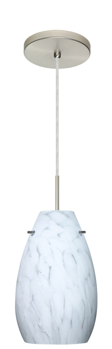 Pera 9 1 Light Satin Nickel Pendant Ceiling Light in Incandescent, Carrera Glass