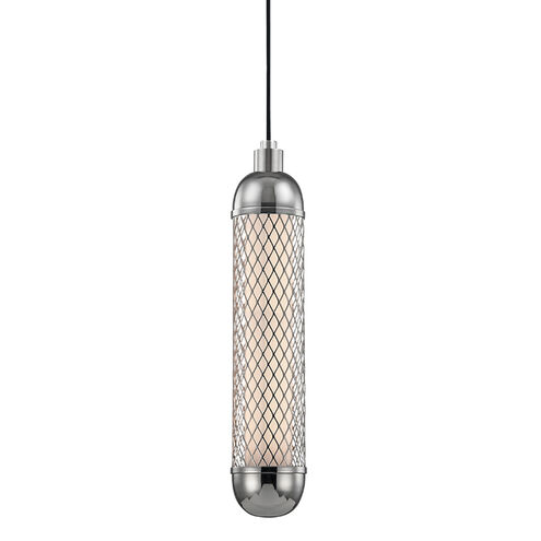Hayes LED 4.5 inch Polished Nickel Pendant Ceiling Light, White Frosted, Metal Mesh