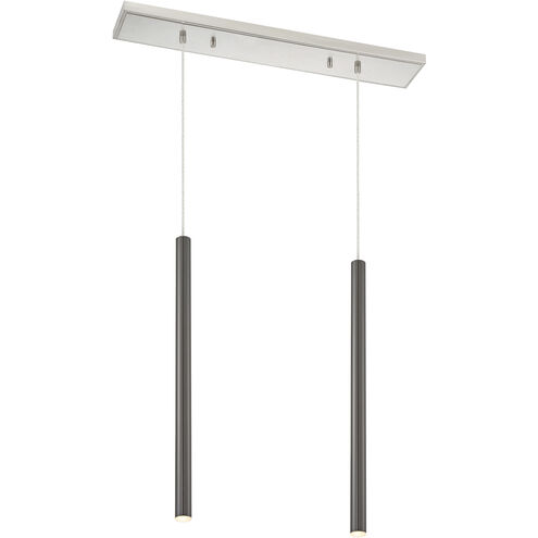 Forest LED 30 inch Brushed Nickel Linear Chandelier Ceiling Light in 2, 13, Pearl Black Steel