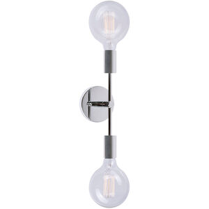 Baton 2 Light 5 inch Chrome Wall Sconce Wall Light in Chestnut