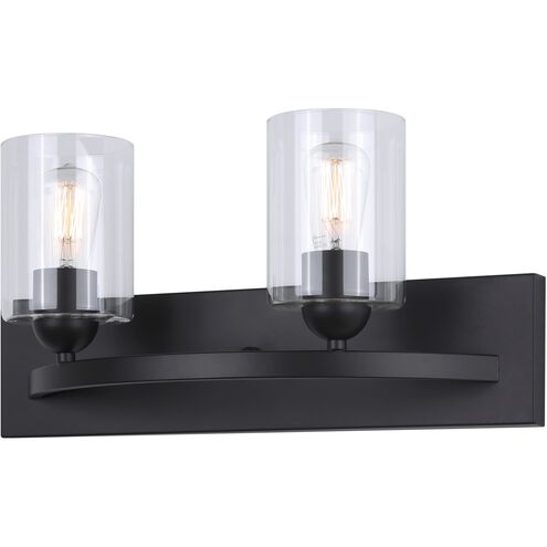 Hampton 2 Light 18 inch Matte Black Vanity Light Wall Light