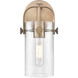 Pilaster II Cylinder 1 Light 4.5 inch Brushed Brass Sconce Wall Light in Seedy Glass