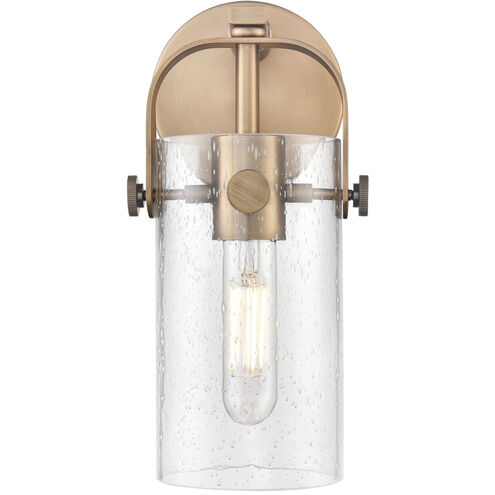 Pilaster II Cylinder 1 Light 4.5 inch Brushed Brass Sconce Wall Light in Seedy Glass