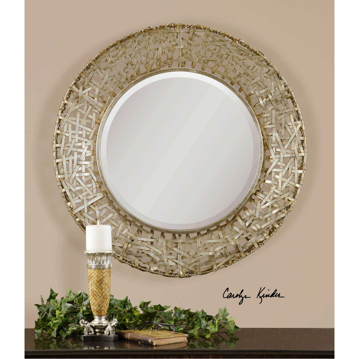 Alita 32 X 32 inch Champagne Woven Metal Wall Mirror