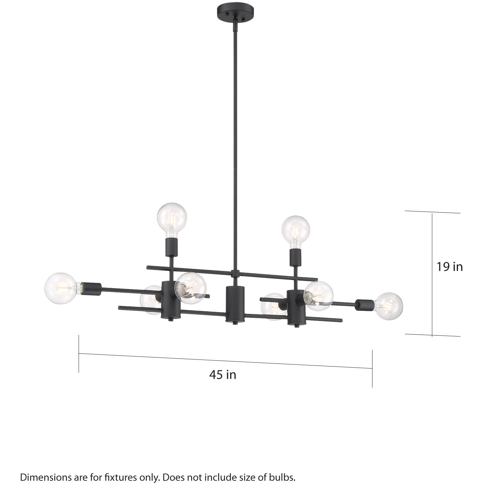 Delphi 8 Light 45 inch Black Island Pendant Ceiling Light 