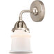 Nouveau 2 Small Canton LED 5.25 inch Brushed Satin Nickel Sconce Wall Light in Matte White Glass