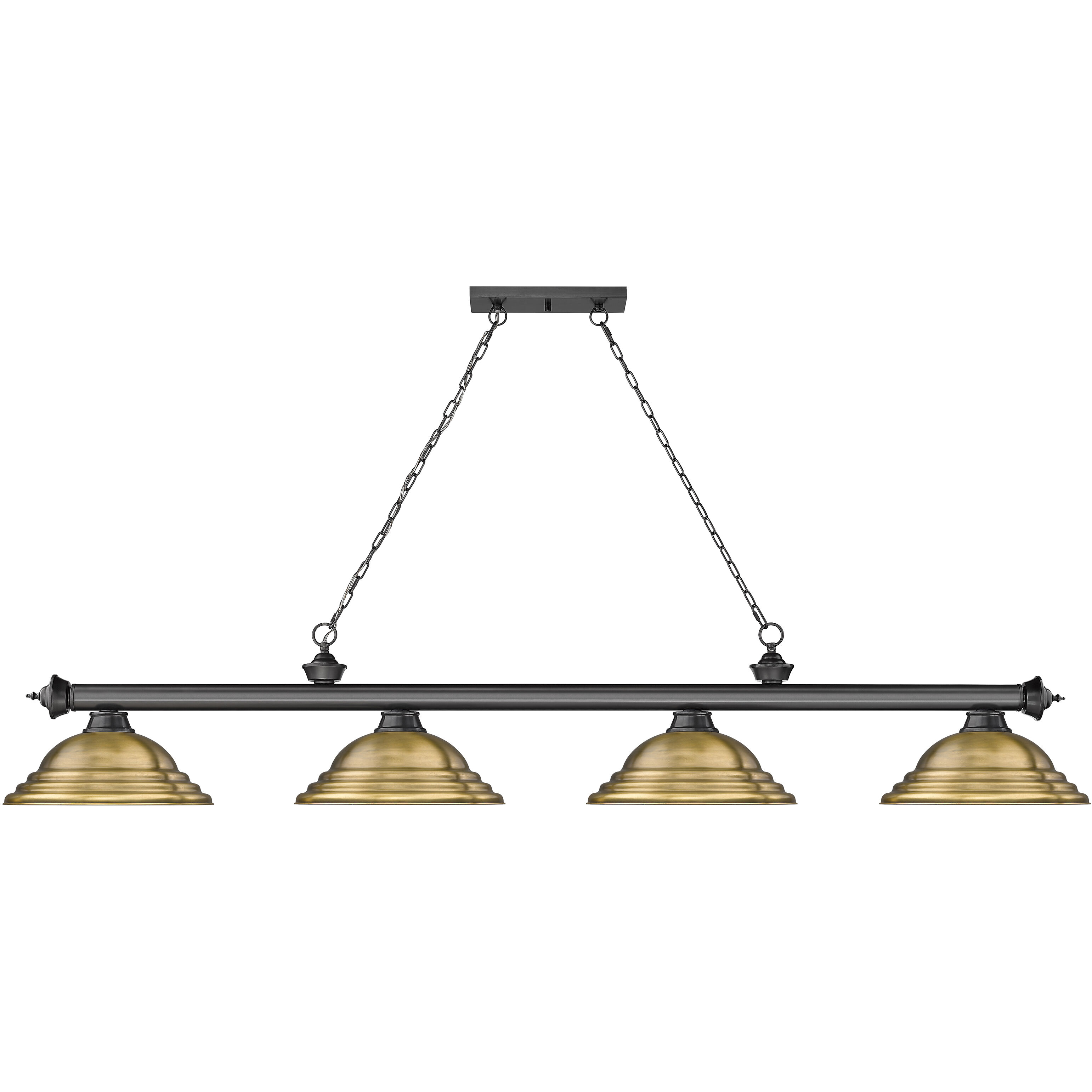 Cordon 4 Light 81.75 inch Bronze Plate Billiard Ceiling Light in Rubbed Brass Metal