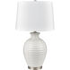 Junia 28 inch 150 watt White Glazed with Satin Nickel Table Lamp Portable Light, Set of 2