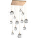 Gem LED Novel Brass Chandelier Ceiling Light, Square Multi-Port