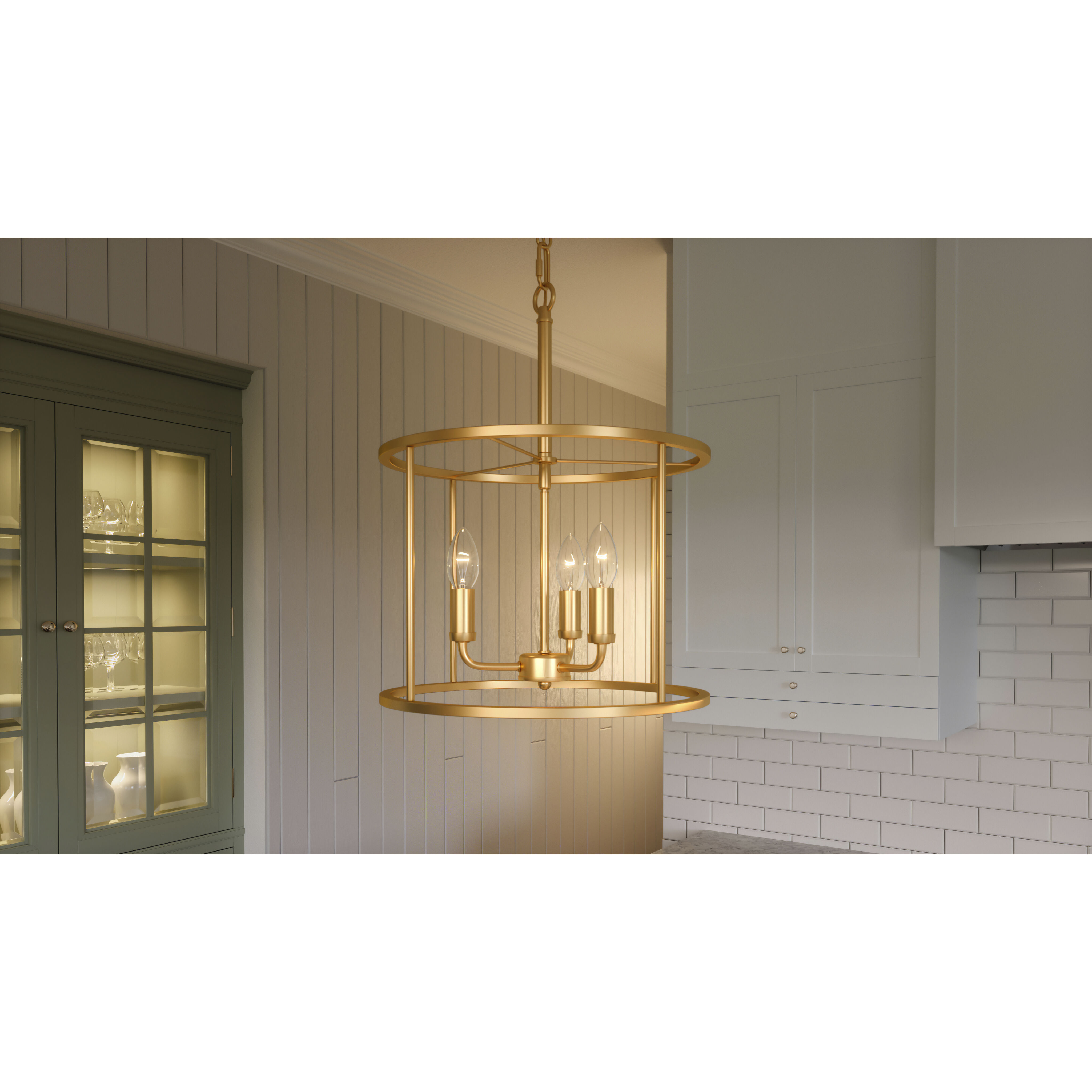 Abner 3 Light 14 inch Aged Brass Pendant Ceiling Light