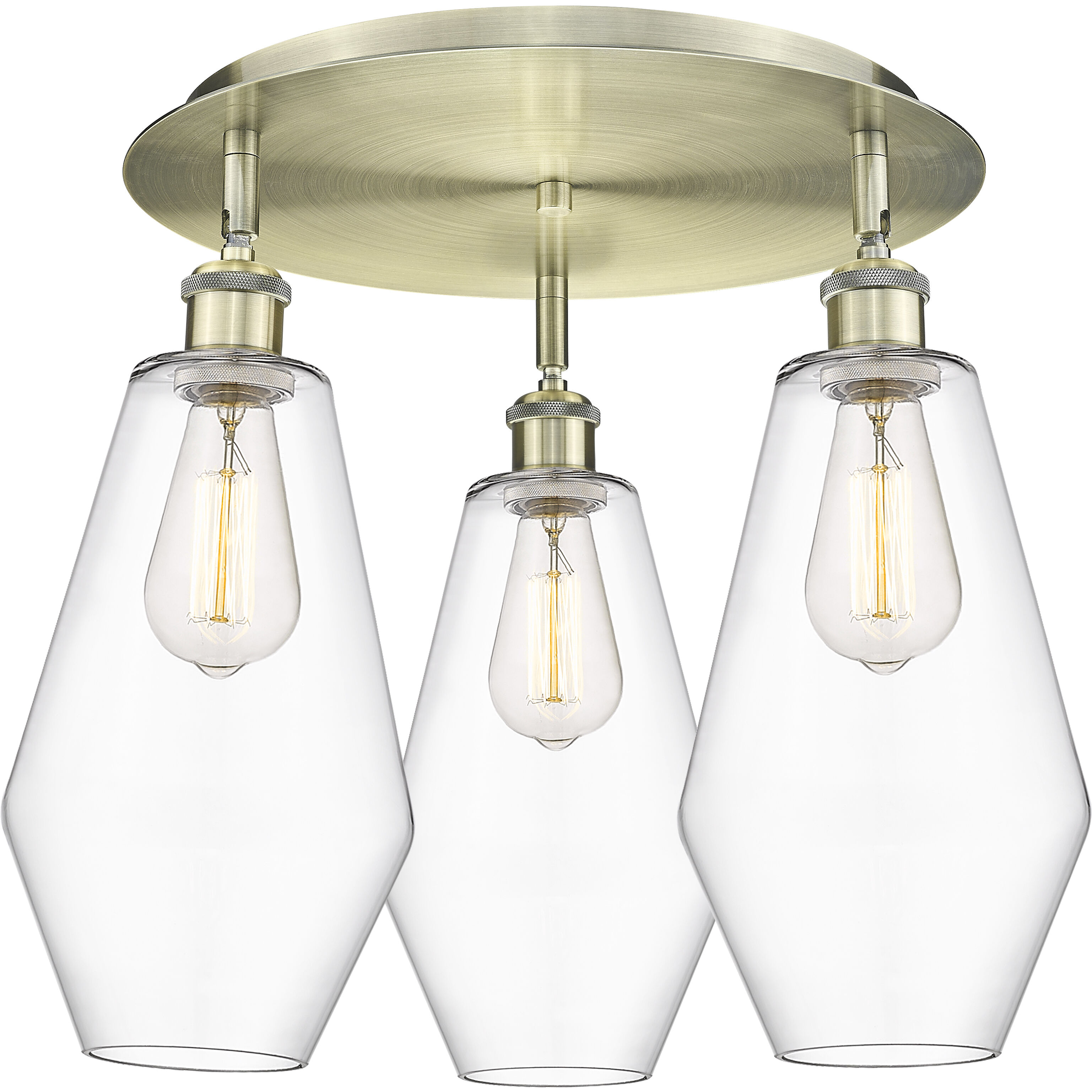 Cindyrella 3 Light 18.75 inch Antique Brass Flush Mount Ceiling Light in Clear