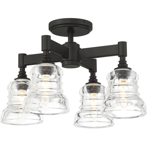 Gregory 4 Light 17.25 inch Matte Black Semi Flush Ceiling Light