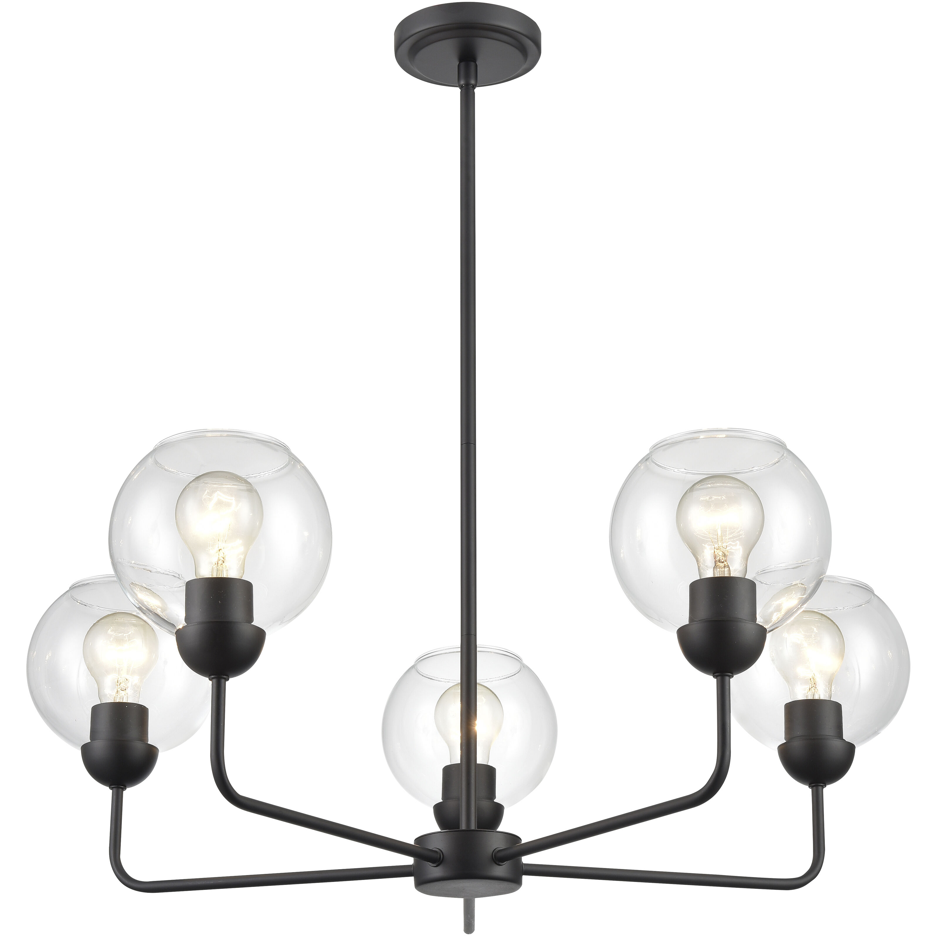 Boman 5 Light 28 inch Matte Black Chandelier Ceiling Light