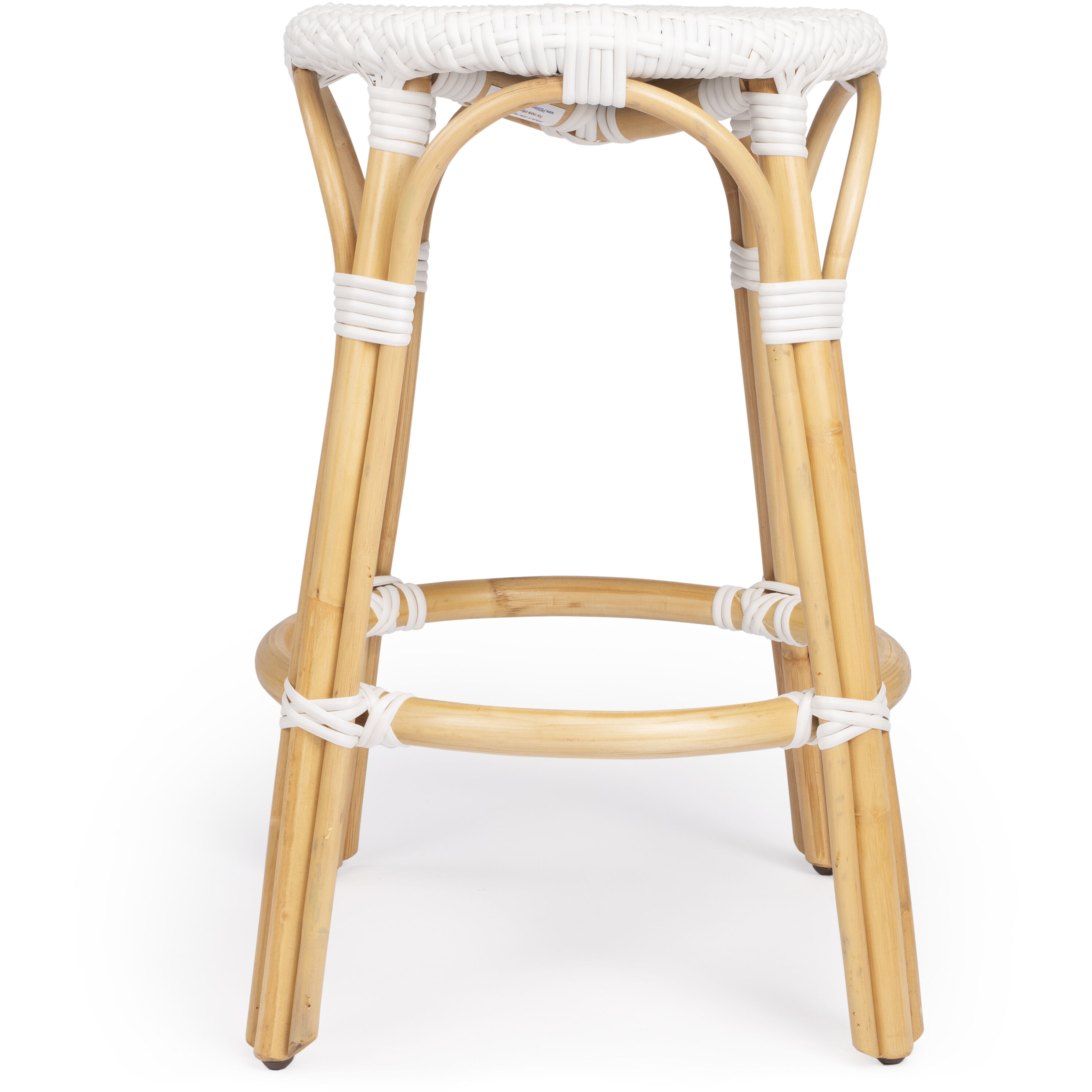 Tobias White Rattan Bar Stool