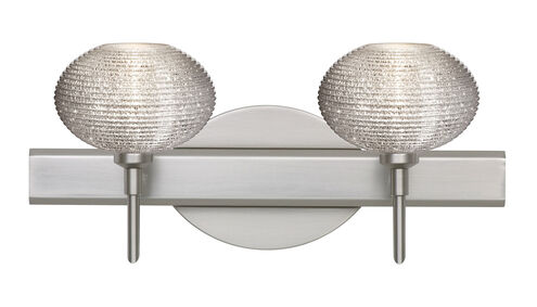 Lasso 2 Light 15 inch Satin Nickel Vanity Lighting Wall Light in Halogen, Glitter Glass