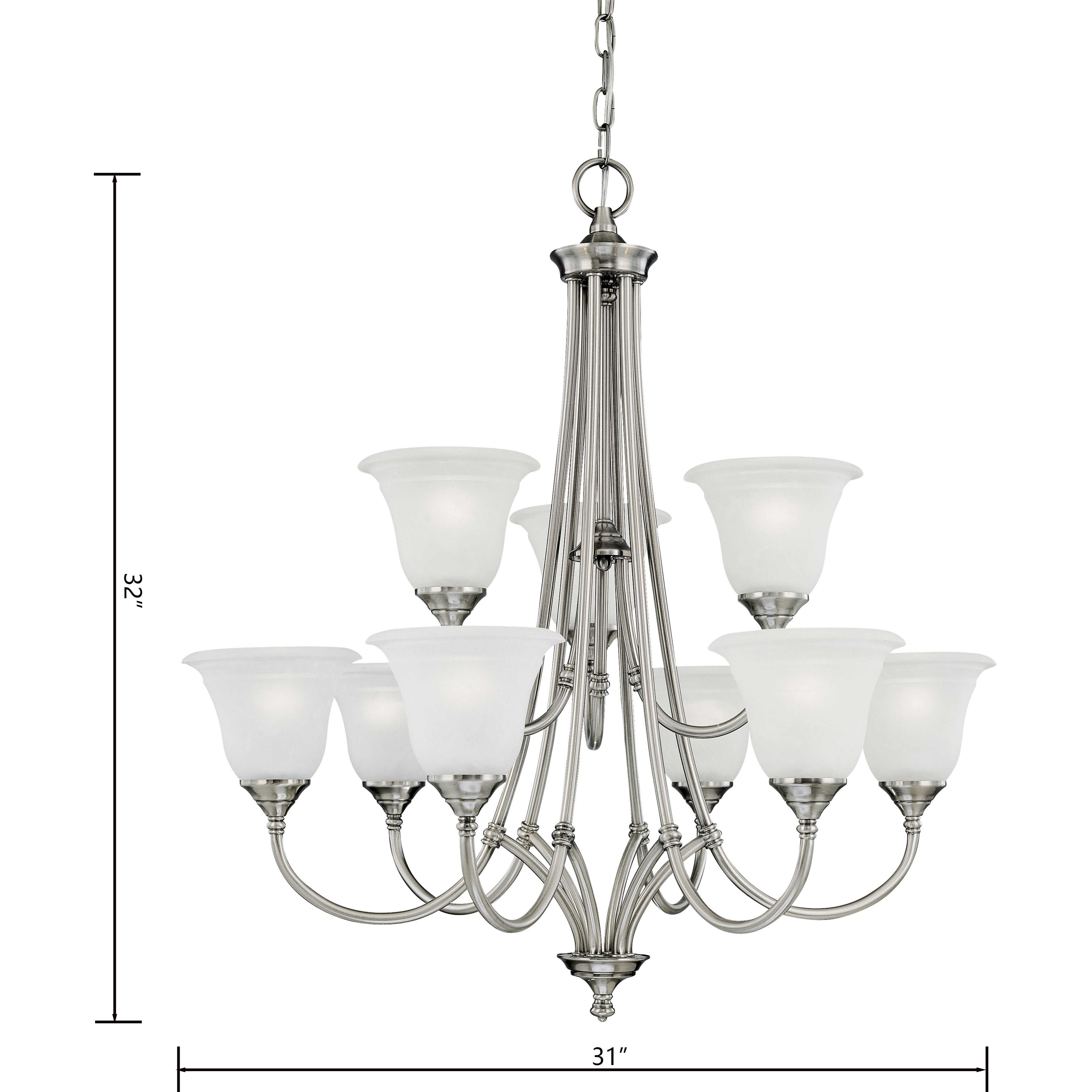Harmony 9 Light 31 inch Satin Pewter Chandelier Ceiling Light