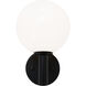 Cosmo 1 Light 5.88 inch Black Wall Sconce Wall Light in Black and Opal Glass
