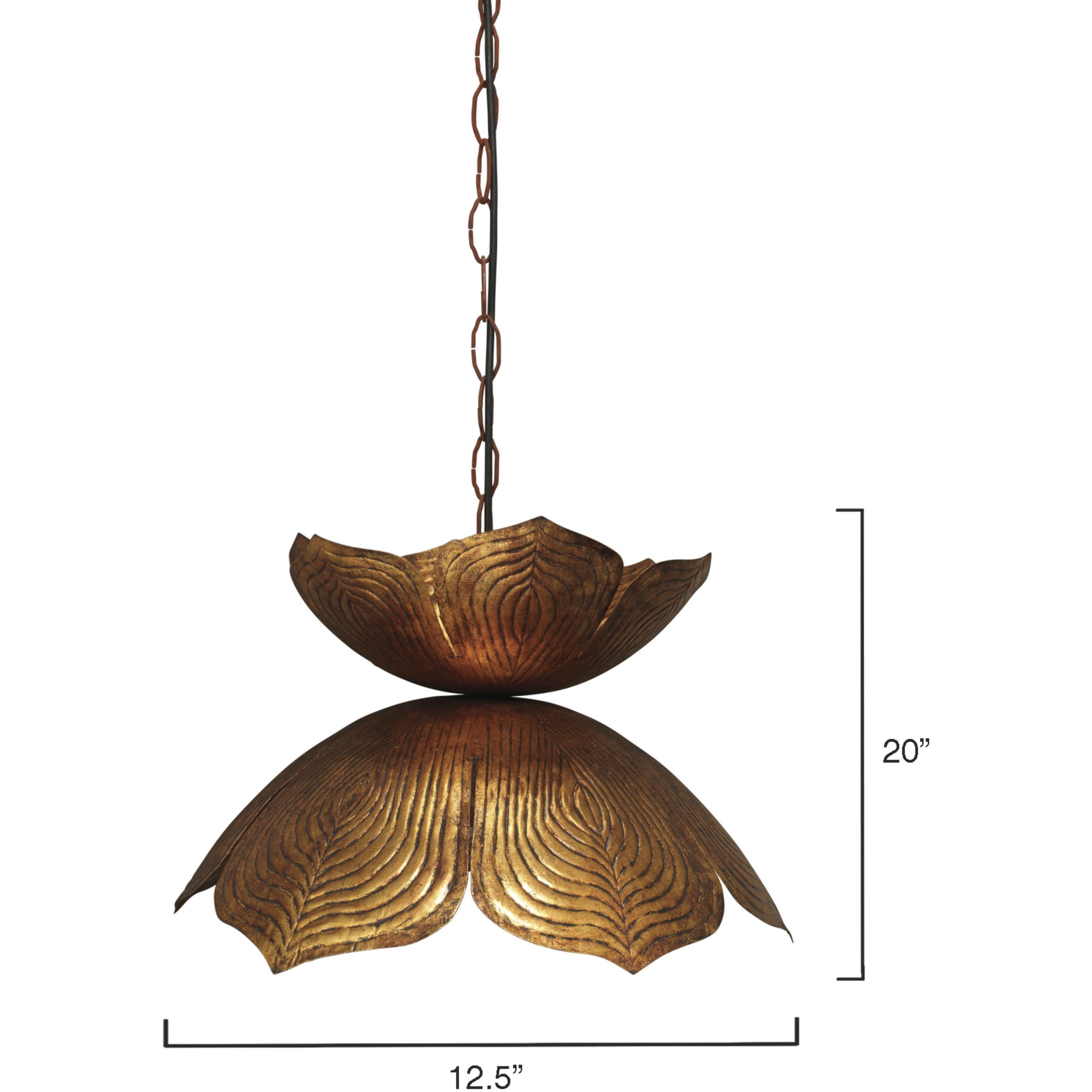 Flowering Lotus 1 Light 20 inch Antique Gold Pendant Ceiling Light