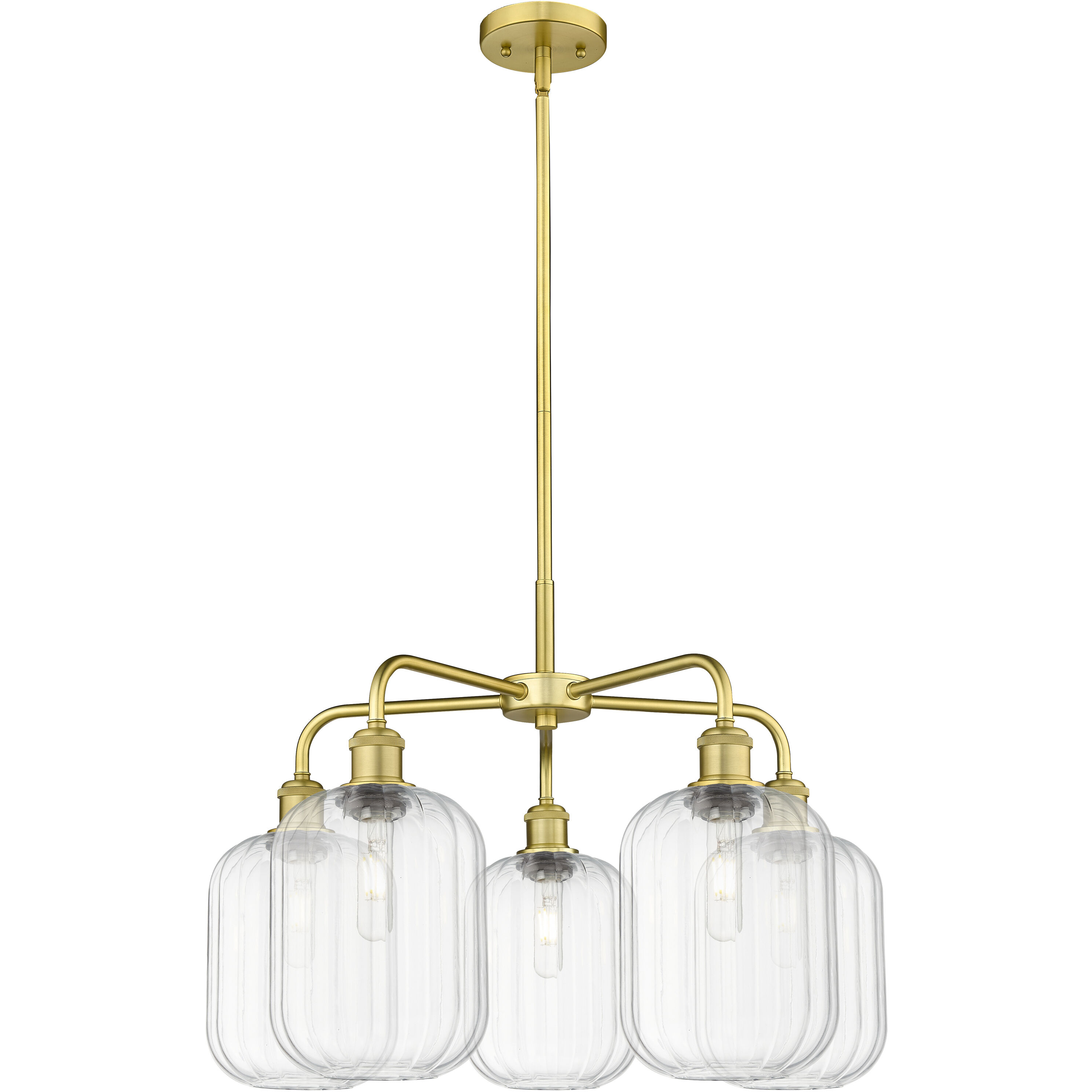 Ballston Preston 5 Light 25.25 inch Satin Gold Chandelier Ceiling Light in Clear