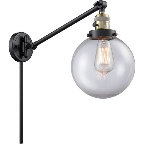 Large Beacon 21 inch 3.50 watt Black Antique Brass Swing Arm Wall Light, Franklin Restoration