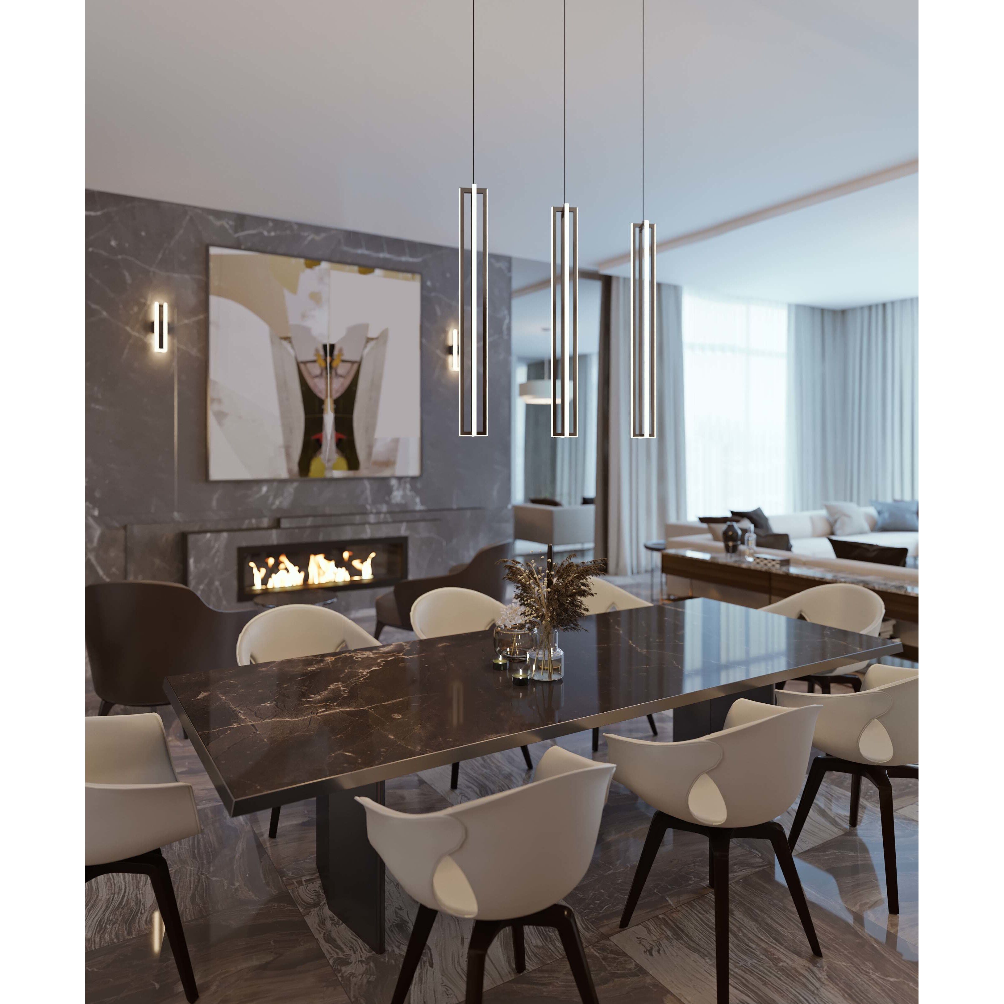 Cass LED 5 inch Satin Nickel Linear Pendant Ceiling Light