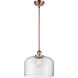 Ballston X-Large Bell 1 Light 8 inch Antique Copper Pendant Ceiling Light in Clear Glass