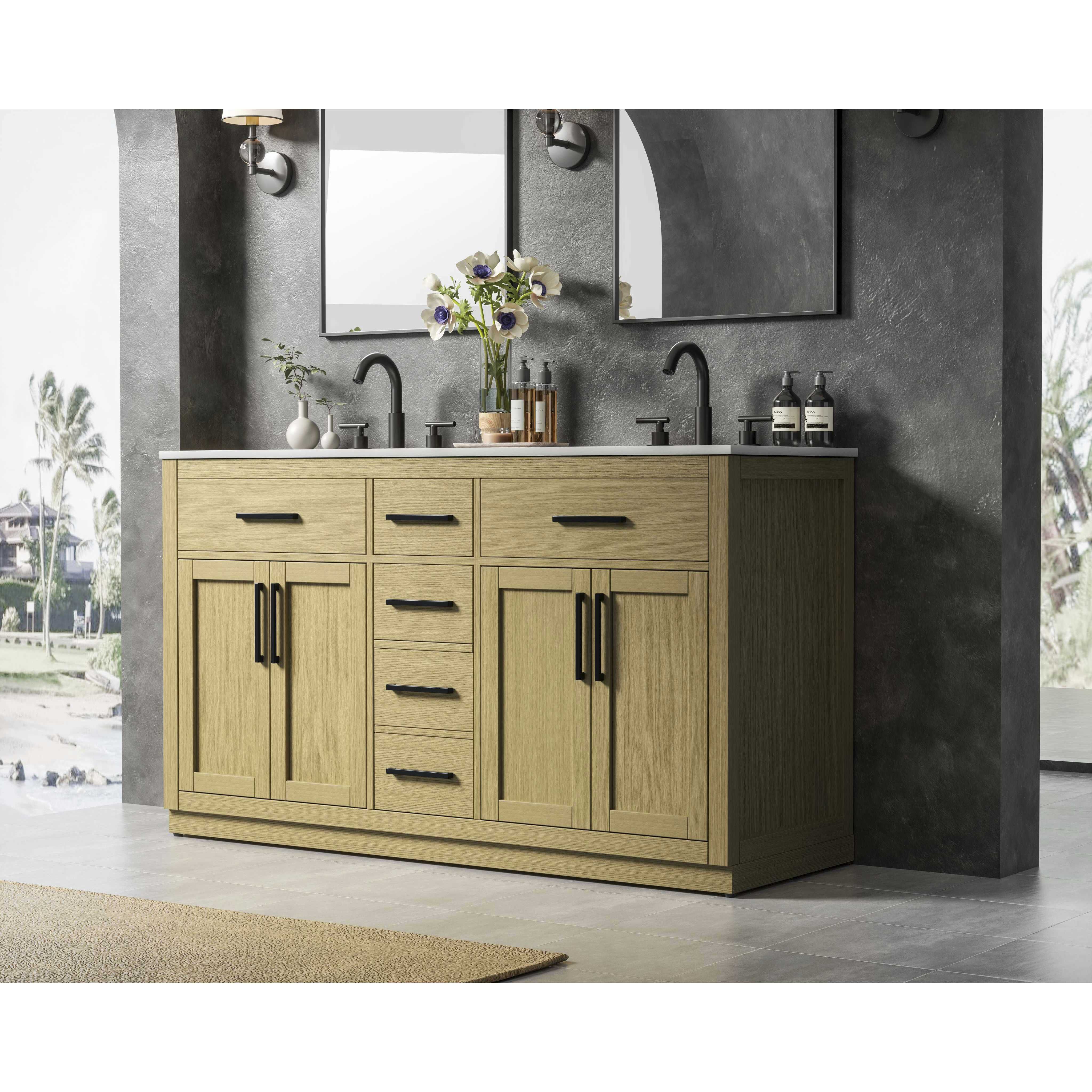 Alden 60 X 35 inch Honey Brown Bathroom Vanity Cabinet