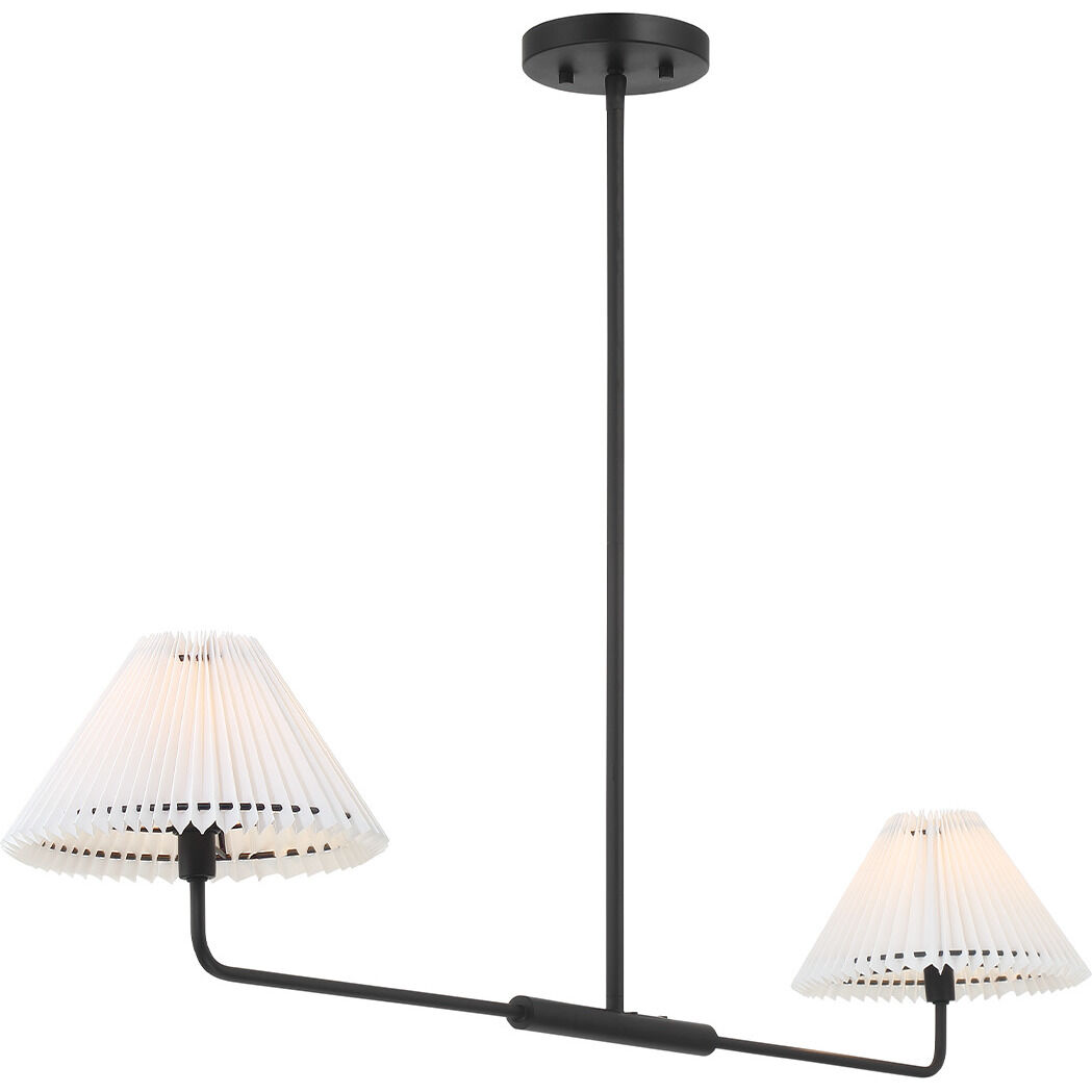 Stella 2 Light 44 inch Matte Black Linear Chandelier Ceiling Light